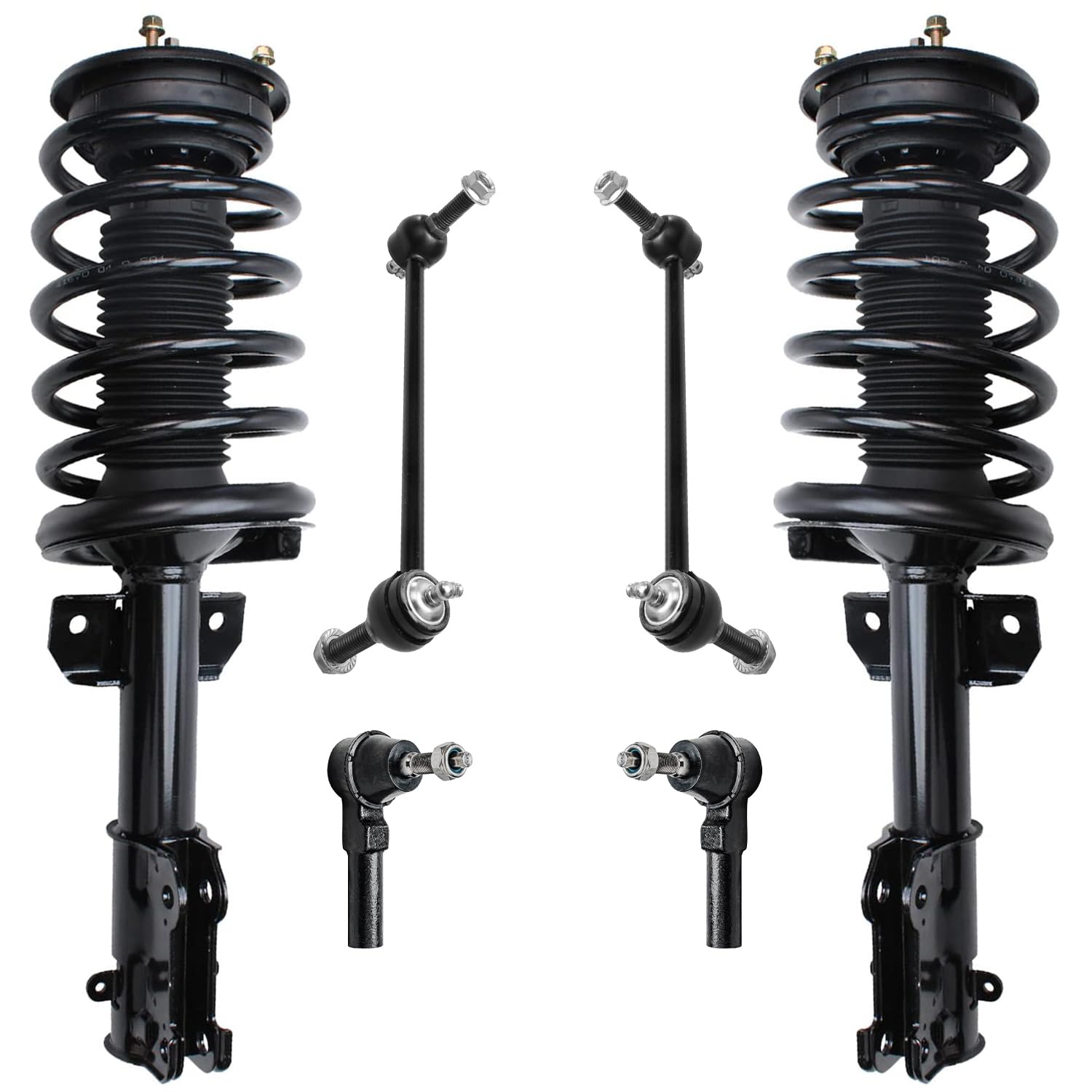 Detroit Axle - Front Struts Kit for 2005-2010 Ford Mustang Base GT 2006 2007 2008 2009, 2 Ready Struts, 2 Outer Tie Rods, 2 Sway